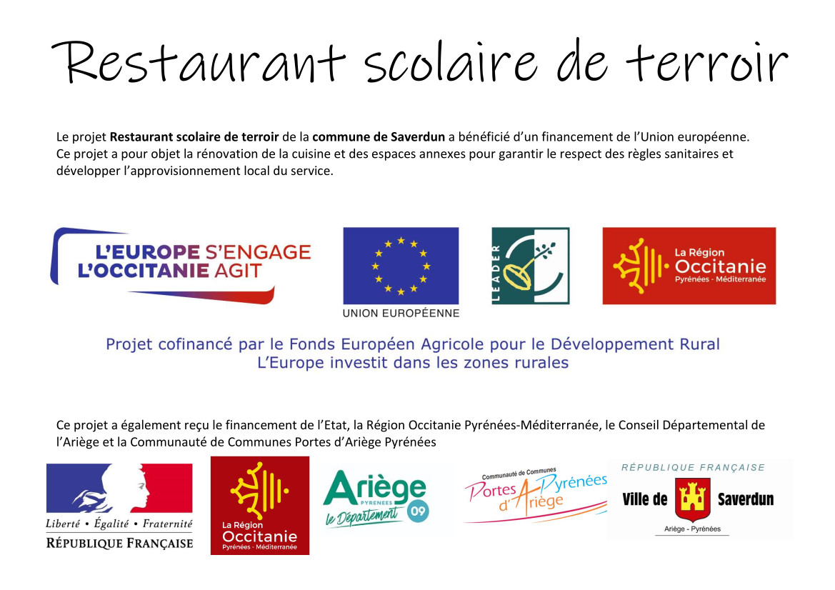 Image qui liste les organismes co financeur du restaurant scolaire de terroir