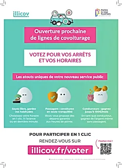 Image indiquant les atouts d'un service de covoiturage, ainsi qu'un lien pour indiquer son lieu de rendez vous favoris pour faire du covoiturage