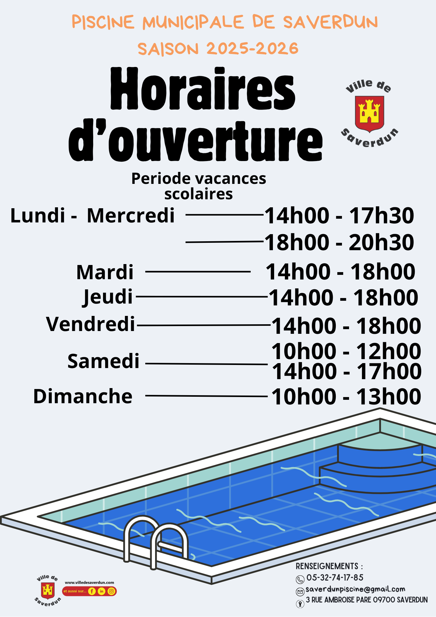 Affiche de la piscine municipale de Saverdun