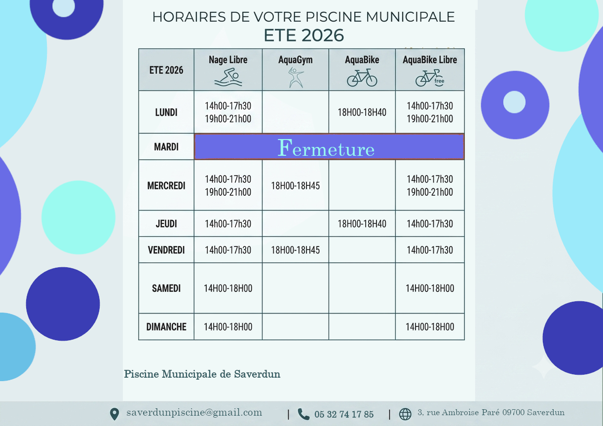 Affiche de la piscine municipale de Saverdun